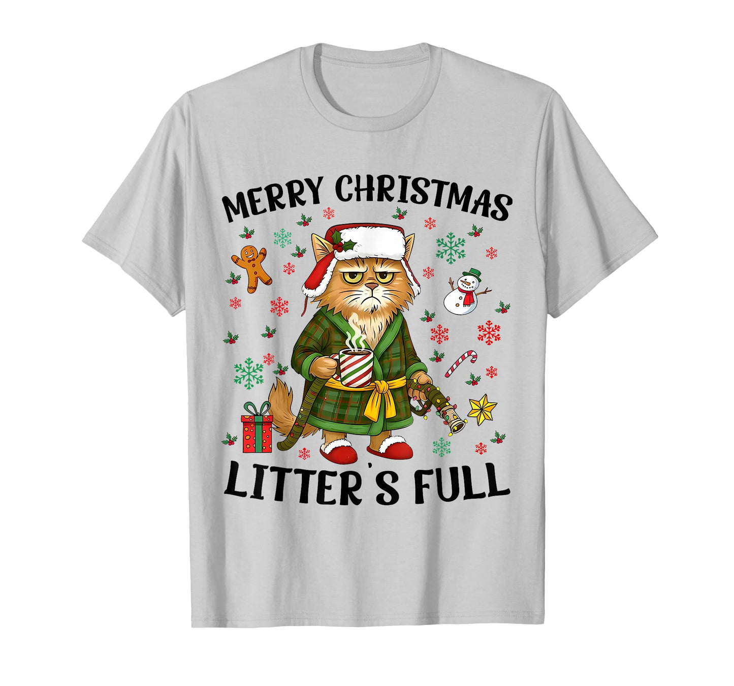 Merry Christmas Litter’s Full Funny Cat Lover T-Shirt