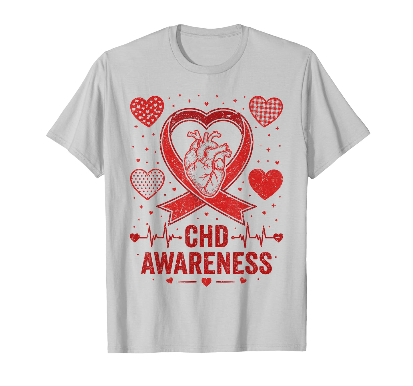 CHD Awareness Wear Red Congenital Heart Defect Ribbon T-Shirt