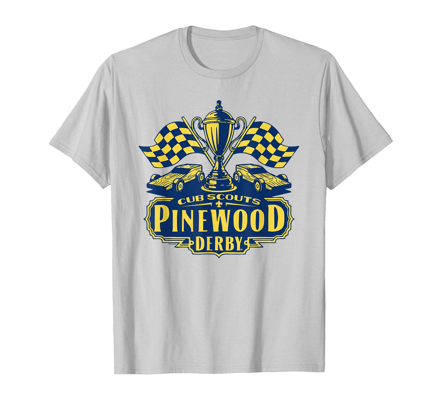 Pinewood Derby Cub Scouts Checkered Flag Racing Trophy Logo T-Shirt