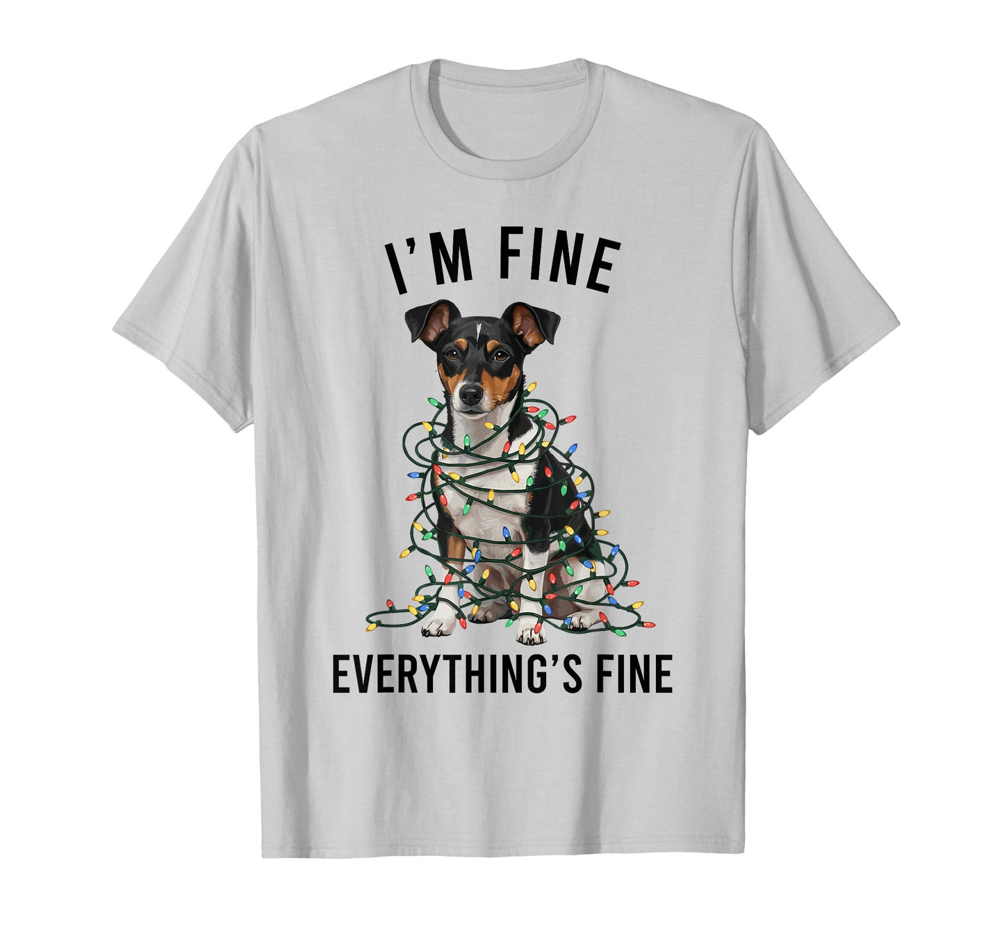 Rat Terrier Christmas I'm Fine Everything is Fine T-Shirt