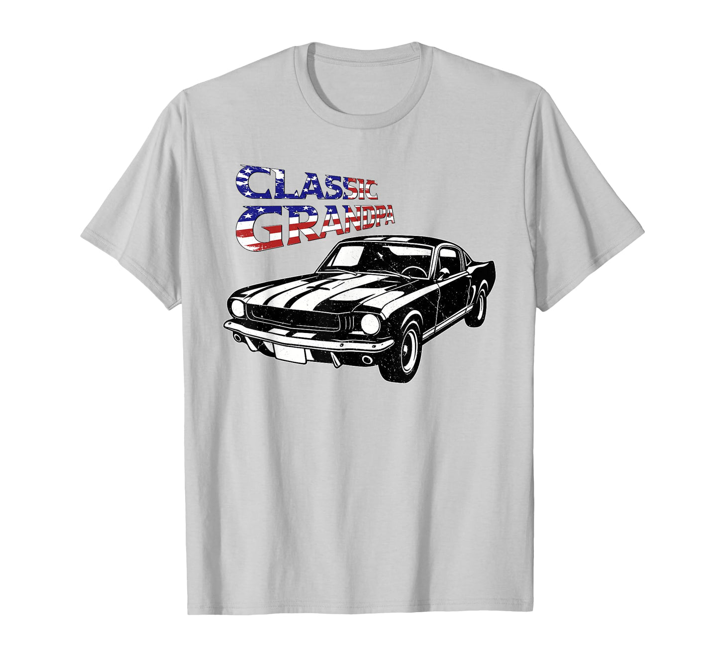 Car Classic Grandpa US Flag Funny Mens Grandfather Dad T-Shirt