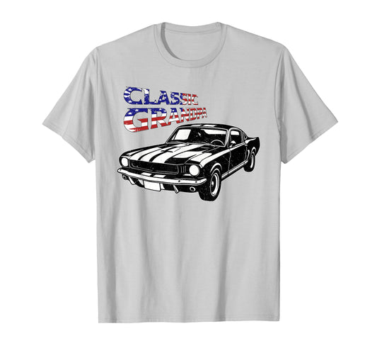 Car Classic Grandpa US Flag Funny Mens Grandfather Dad T-Shirt
