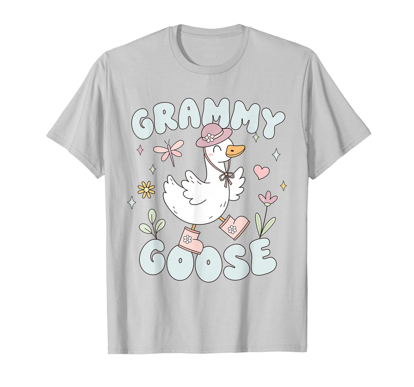 Retro Grammy Goose Cute Silly Goose Grandma Boho Floral T-Shirt