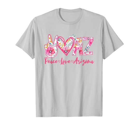 Peace Love Arizona Floral Vintage Arizona Pride State T-Shirt