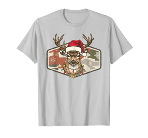Christmas Holiday Camo Hunting Reindeer Deer Xmas Lights T-Shirt