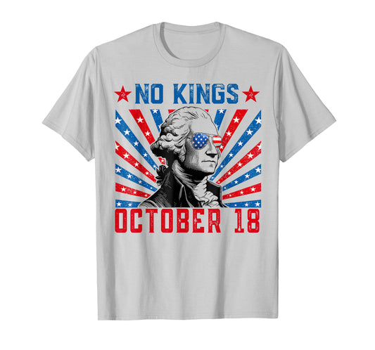 No Kings October 18 No Kings Day Retro George America Flag T-Shirt