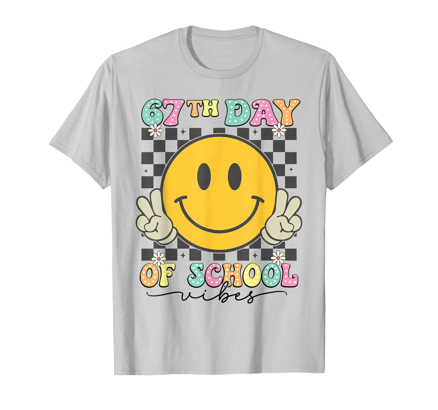 67th Day of School Vibes Groovy 67 Meme Teacher T-Shirt