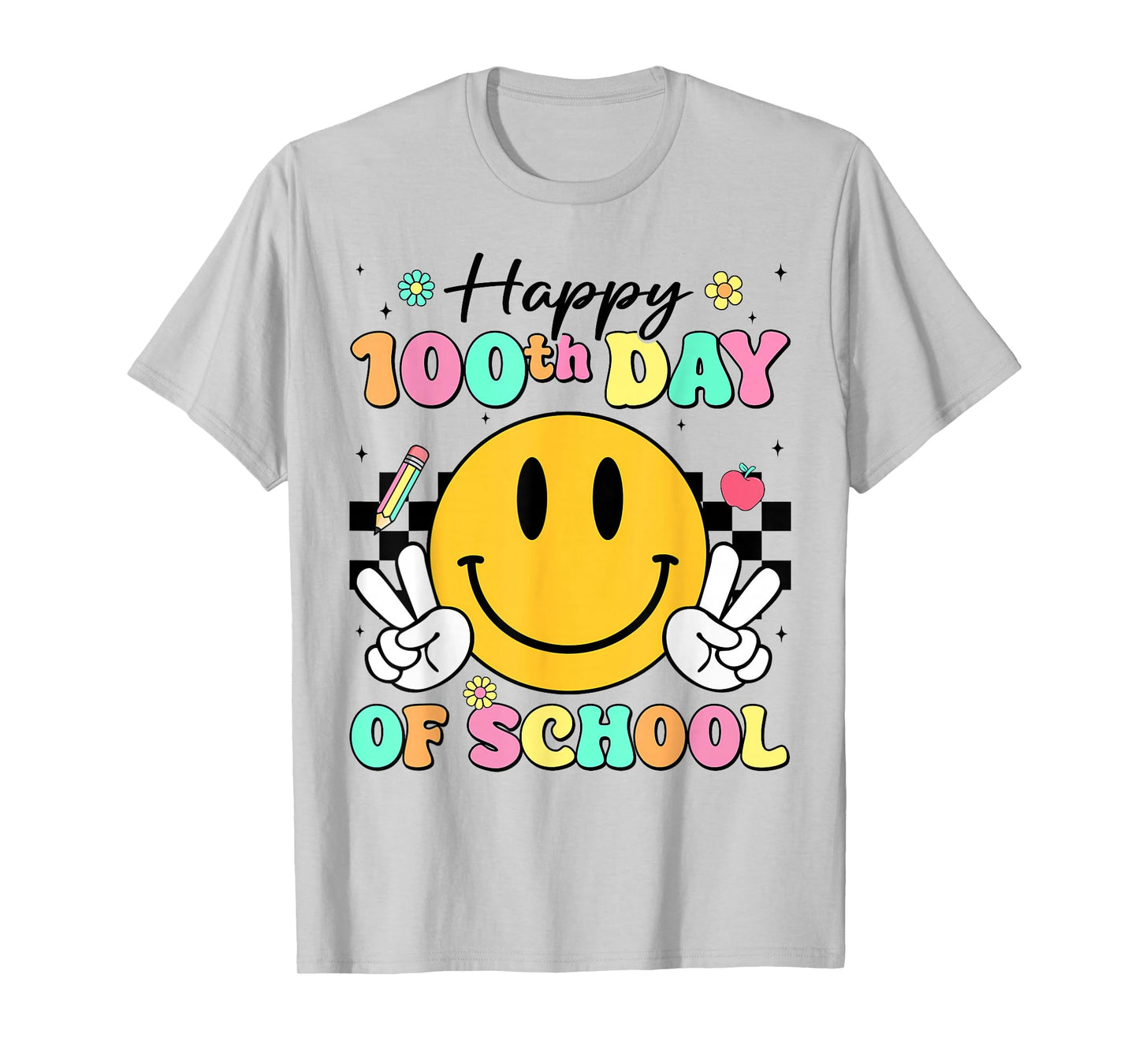 Happy 100th Day of School Cute Smile Face 100 Days of School T-Shirt