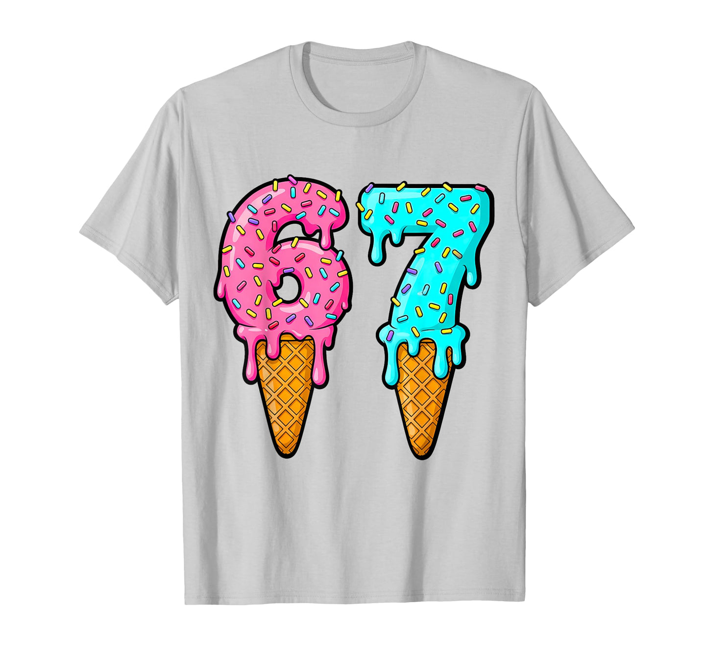 Six Seven Ice Cream Drip Gen Alpha Slang 6 7 Trending Meme T-Shirt
