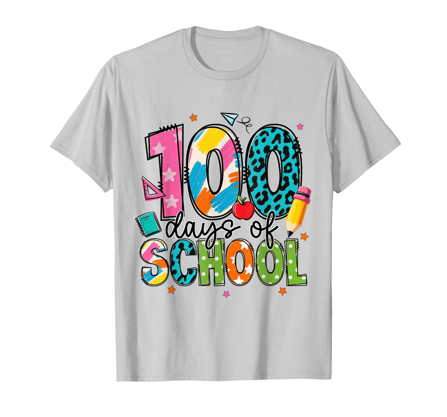 100 Days of School Pencil Teacher Girl Kid 100th Day School T-Shirt