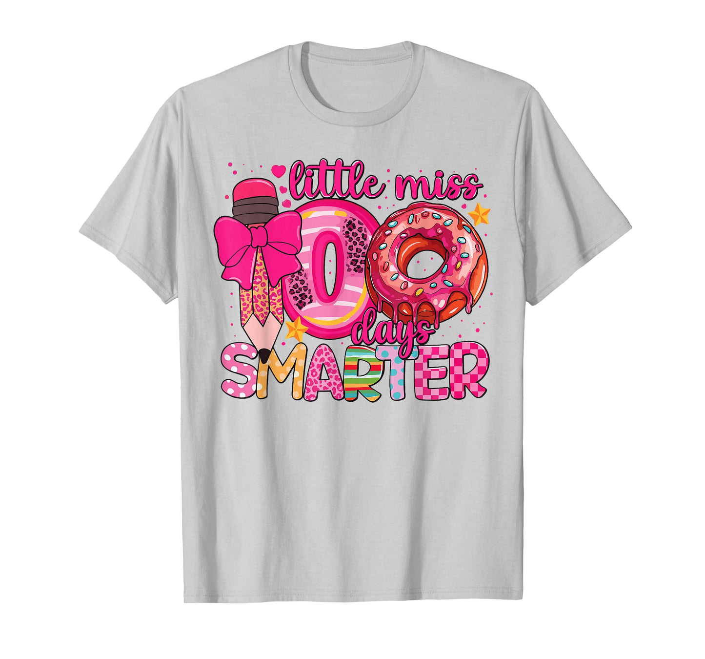 Little Miss 100 Days Smarter Girls Kids 100th Day of School T-Shirt