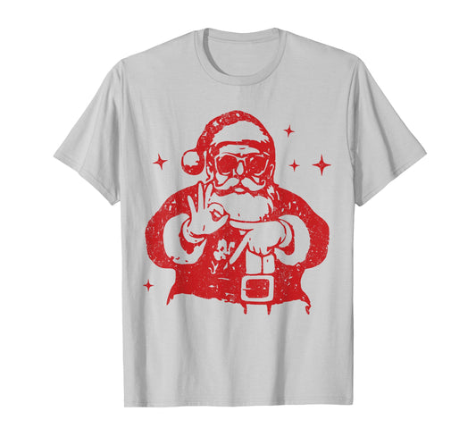 Retro Six Seven Santa 67 Hands Sign Funny Math Teacher T-Shirt