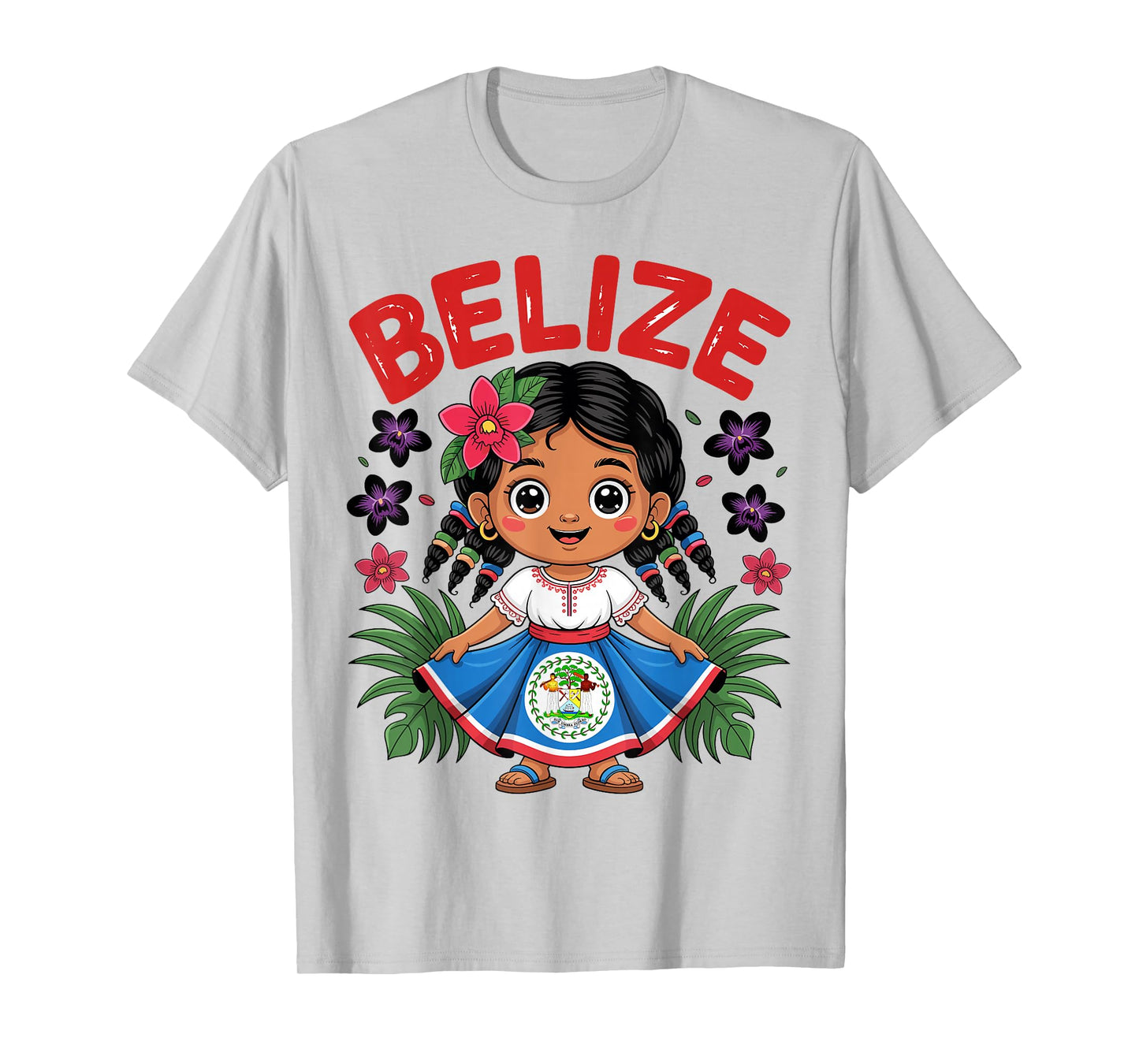 Cute Belize Girl in Traditional Dress Art for Kids T-Shirt