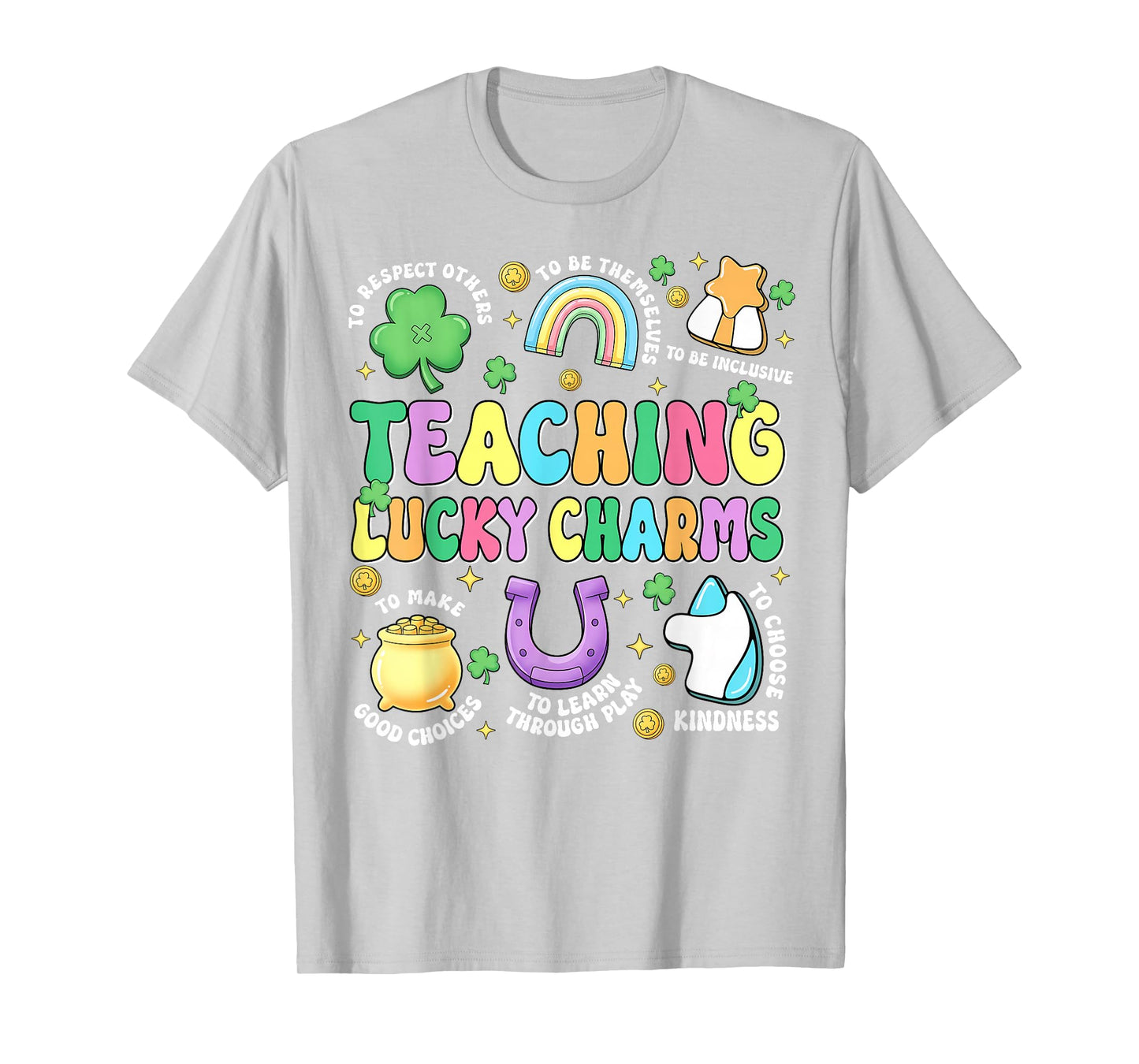 Funny Teaching Lucky Charms Teacher Groovy St Patricks Day T-Shirt