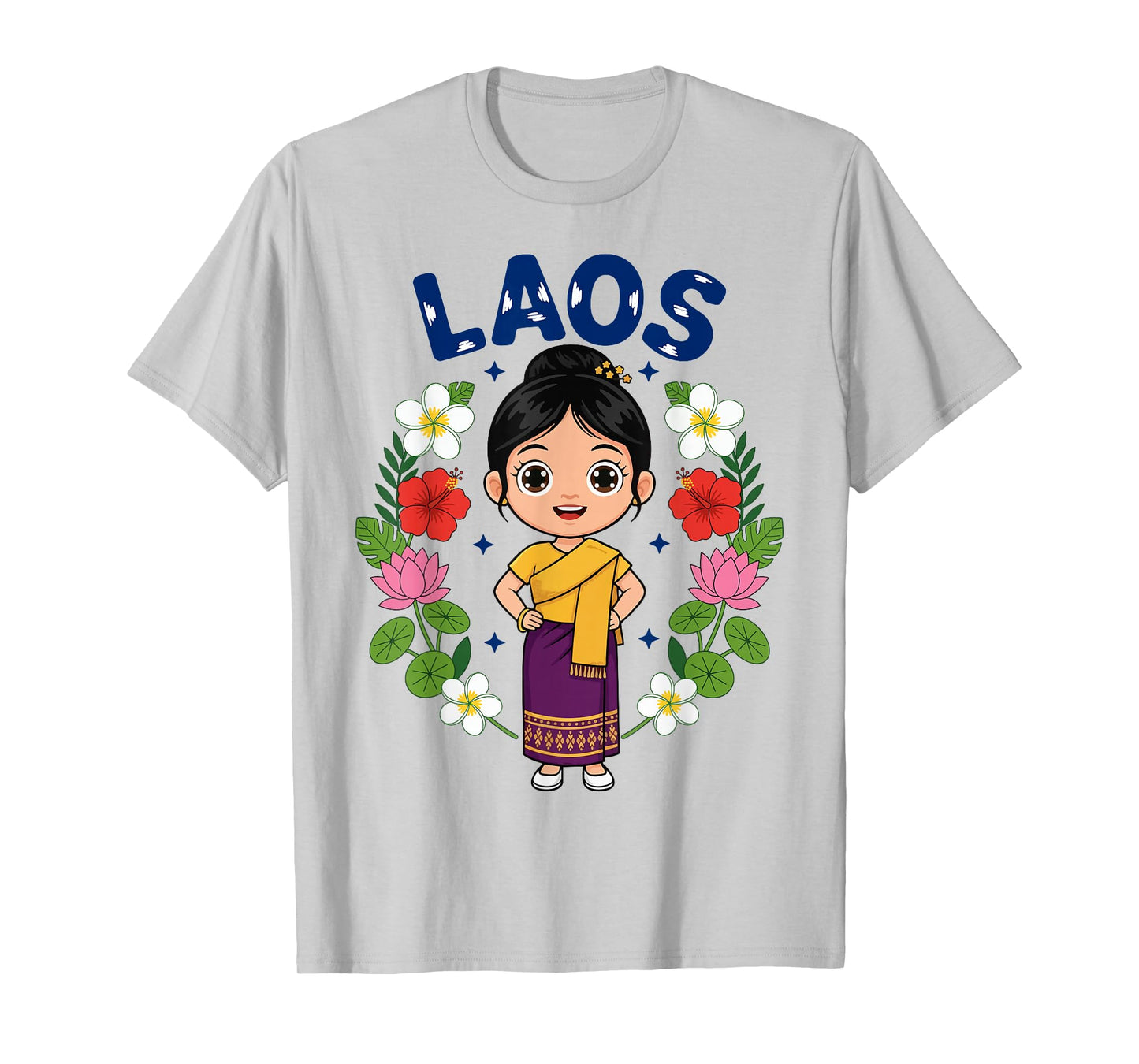 Laos Laotian Girl Traditional Dress Flowers Heritage T-Shirt