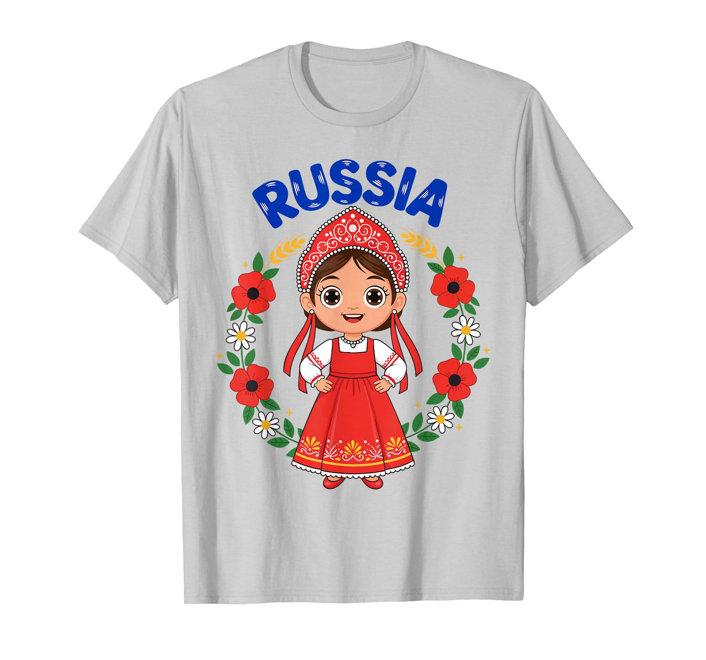 Russia Russian Girl Traditional Dress Heritage Flowers T-Shirt
