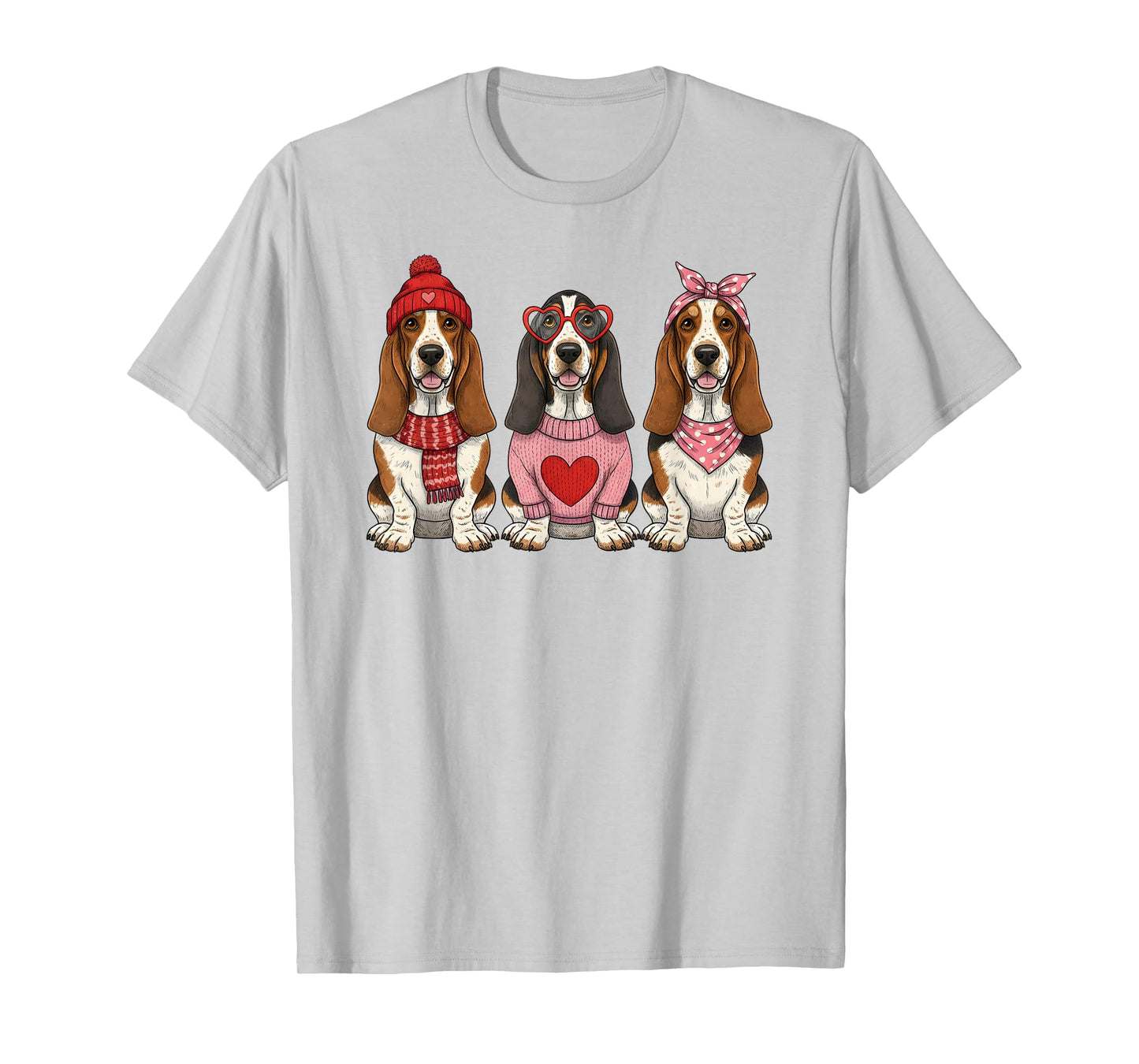 Cute Basset Hound Valentine Dog T-Shirt