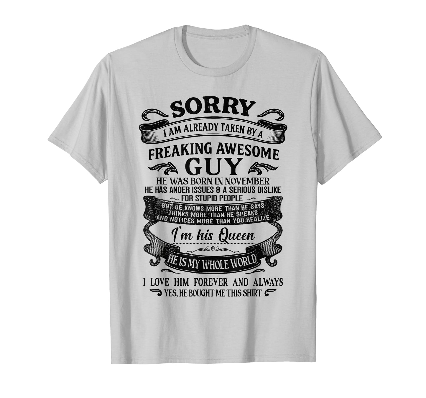 I Am Already Taken by Freaking Awesome Guy Born in November T-Shirt