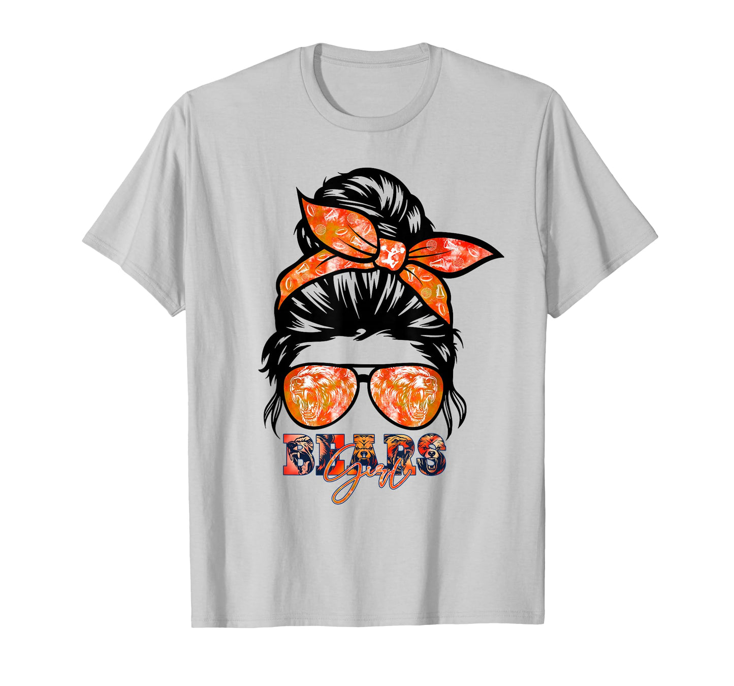 Retro Bears Girl Messy Bun Sports Team Matching Outfit T-Shirt