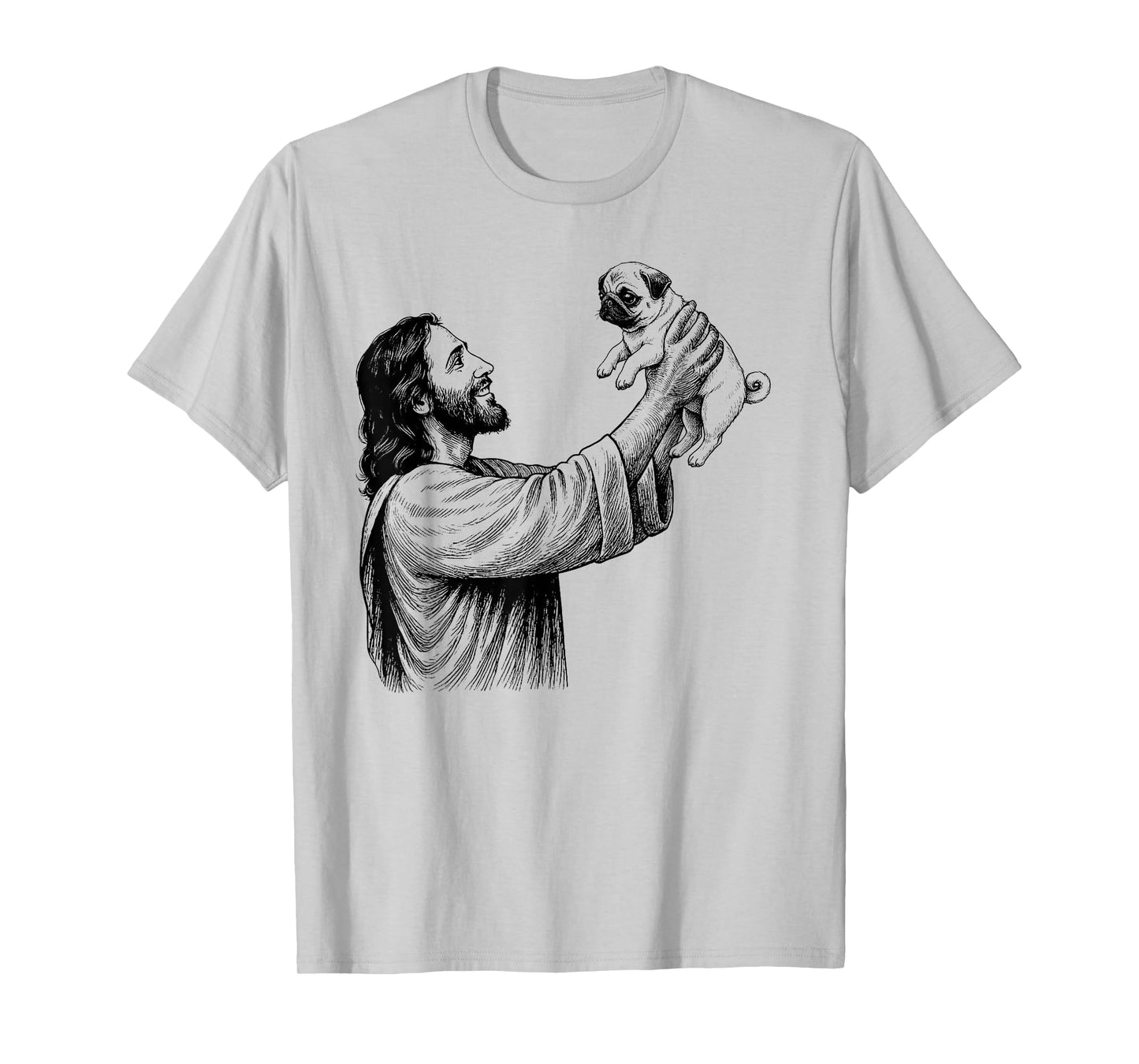 Jesus Holding Pug Religious Dog Lover T-Shirt