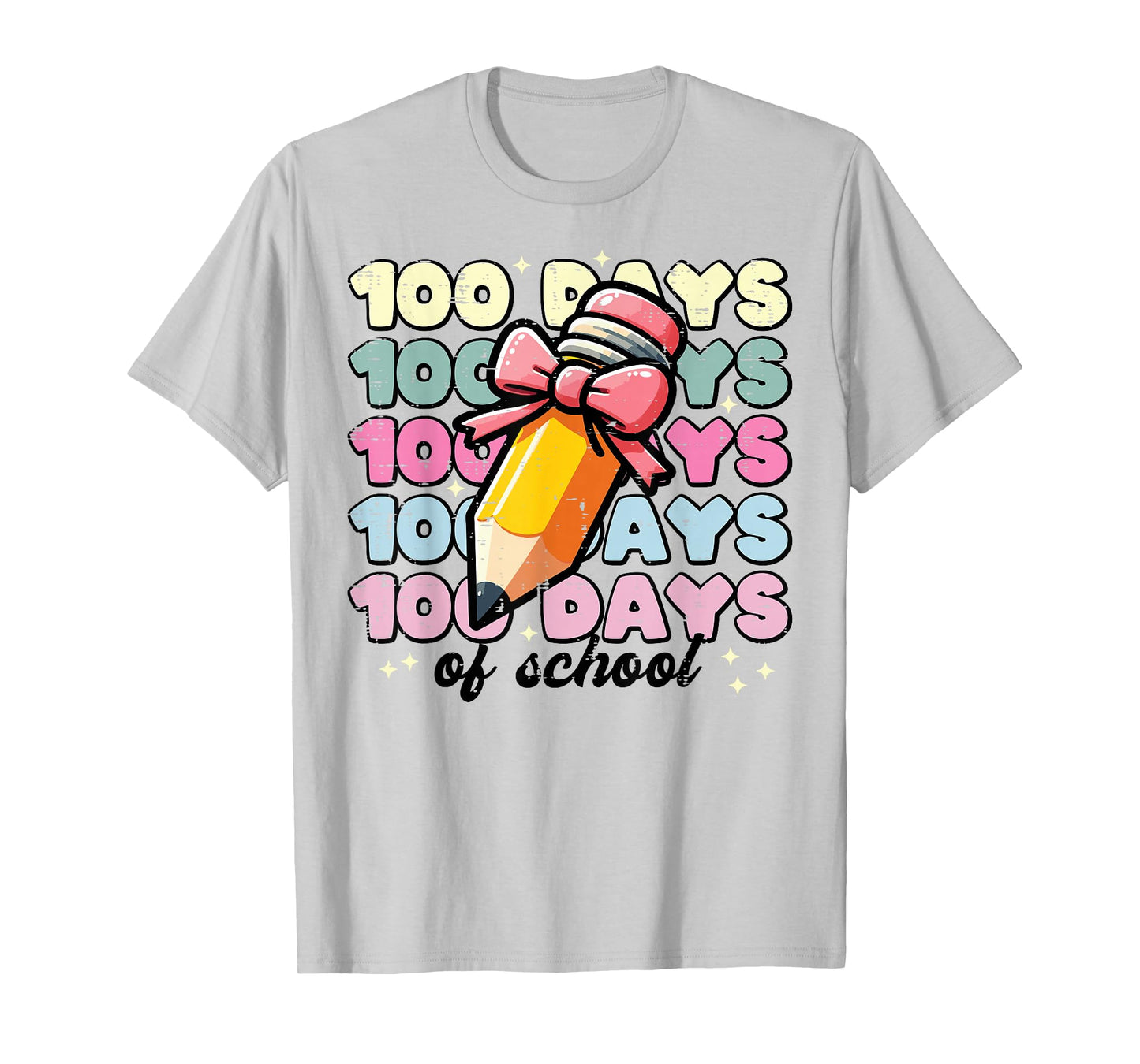 100 Days of School Pencil Coquette 100th Day Girl Kids Women T-Shirt
