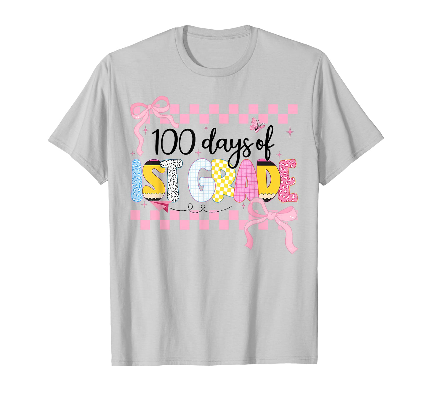 100 Days of 1st Grade Coquette Bow Groovy Teacher Girl Women T-Shirt