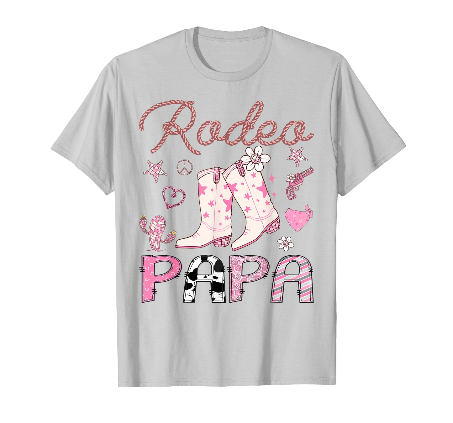 Rodeo Papa Pink Cowgirl Coquette Boots Birthday Girl T-Shirt