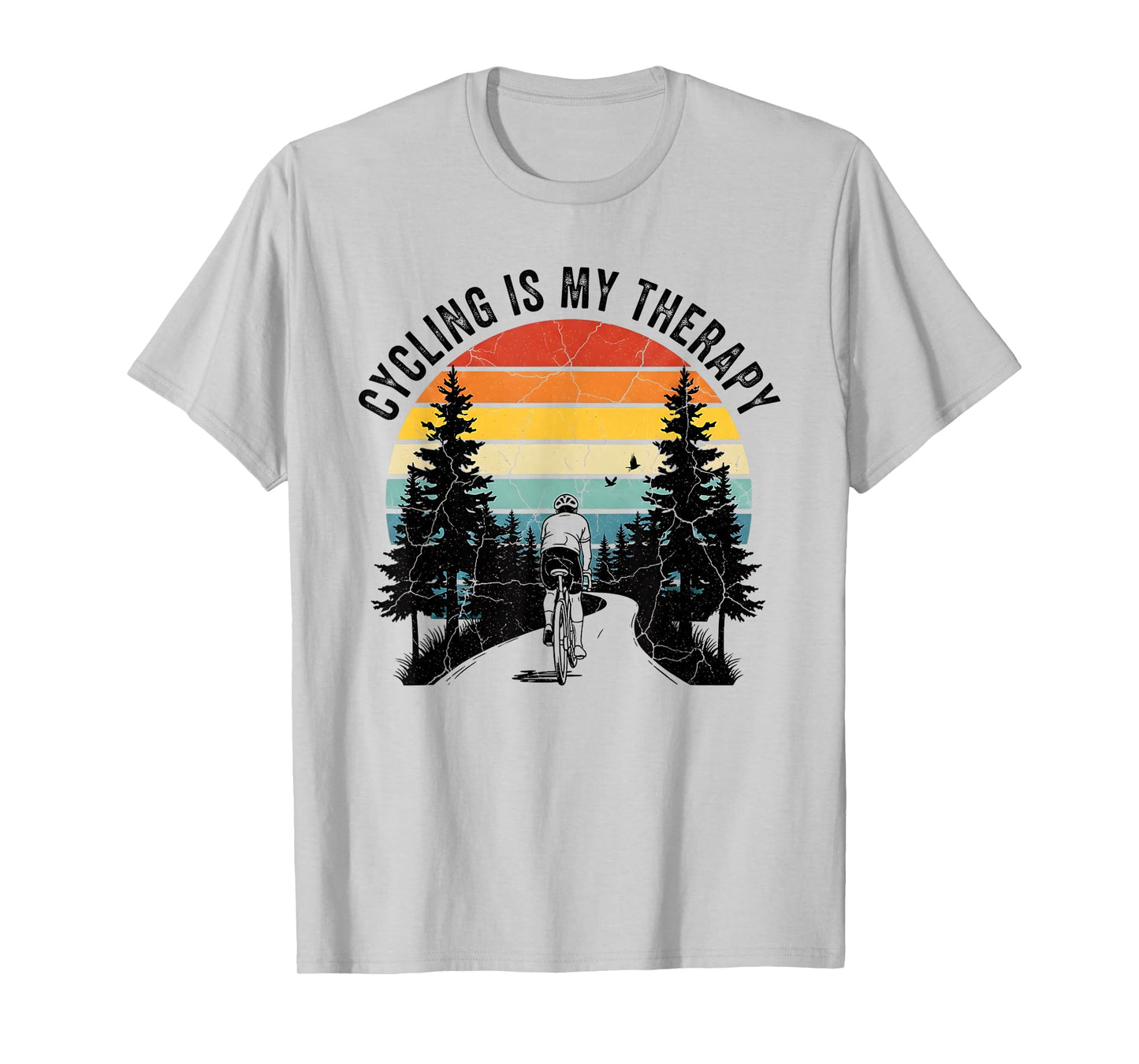 Funny Bike Lover Bicycling Outdoors Cycling is My Therapy T-Shirt