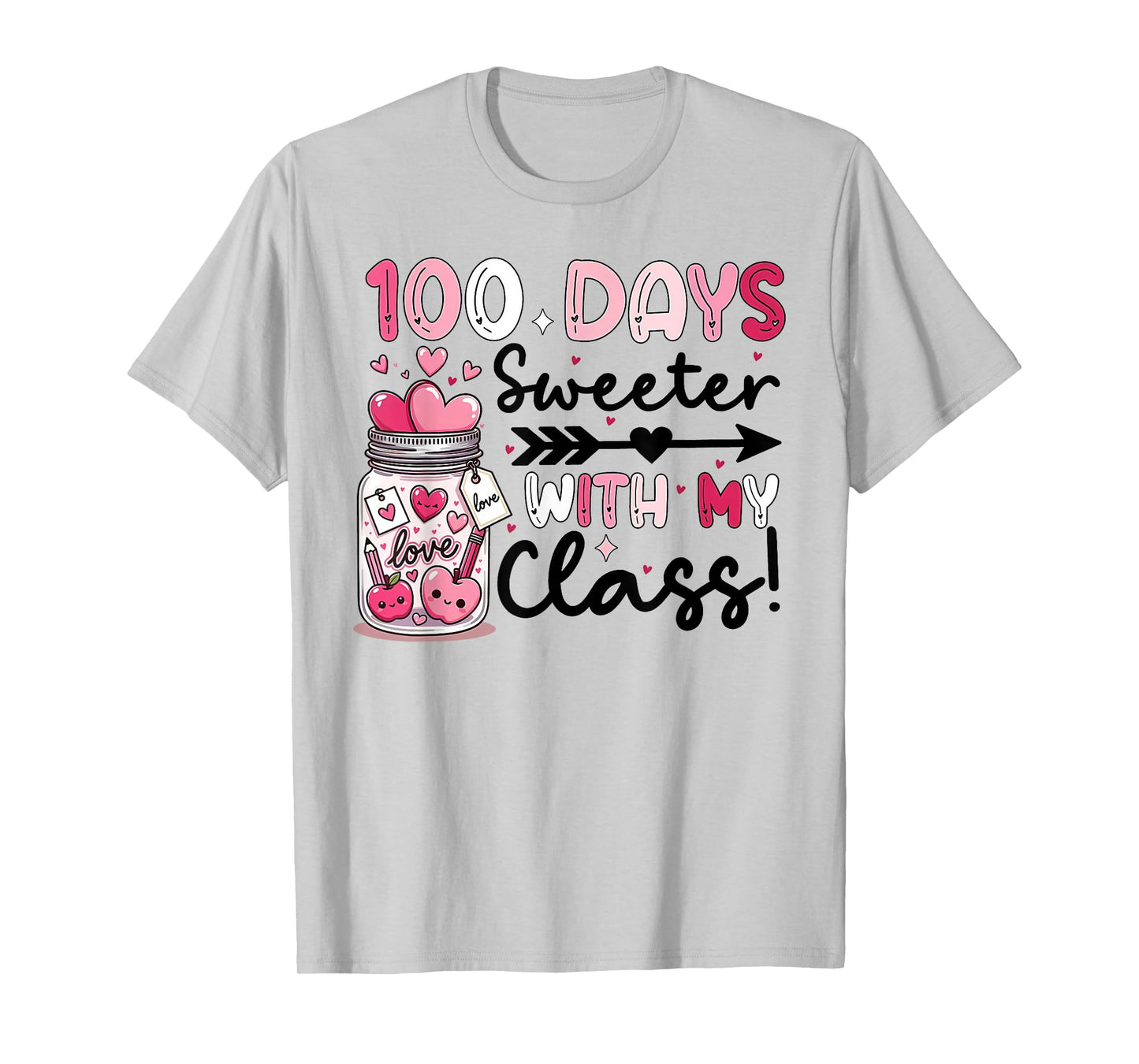 100 Days Sweeter for Teachers Students Girls Women 100th Day T-Shirt