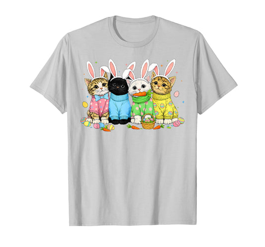 Easter Cats Bunny Rabbit for Teens Boys Girls Kids Women T-Shirt