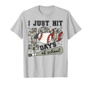 I Just Hit 100 Days of School Teacher Baseball Boys Kids T-Shirt