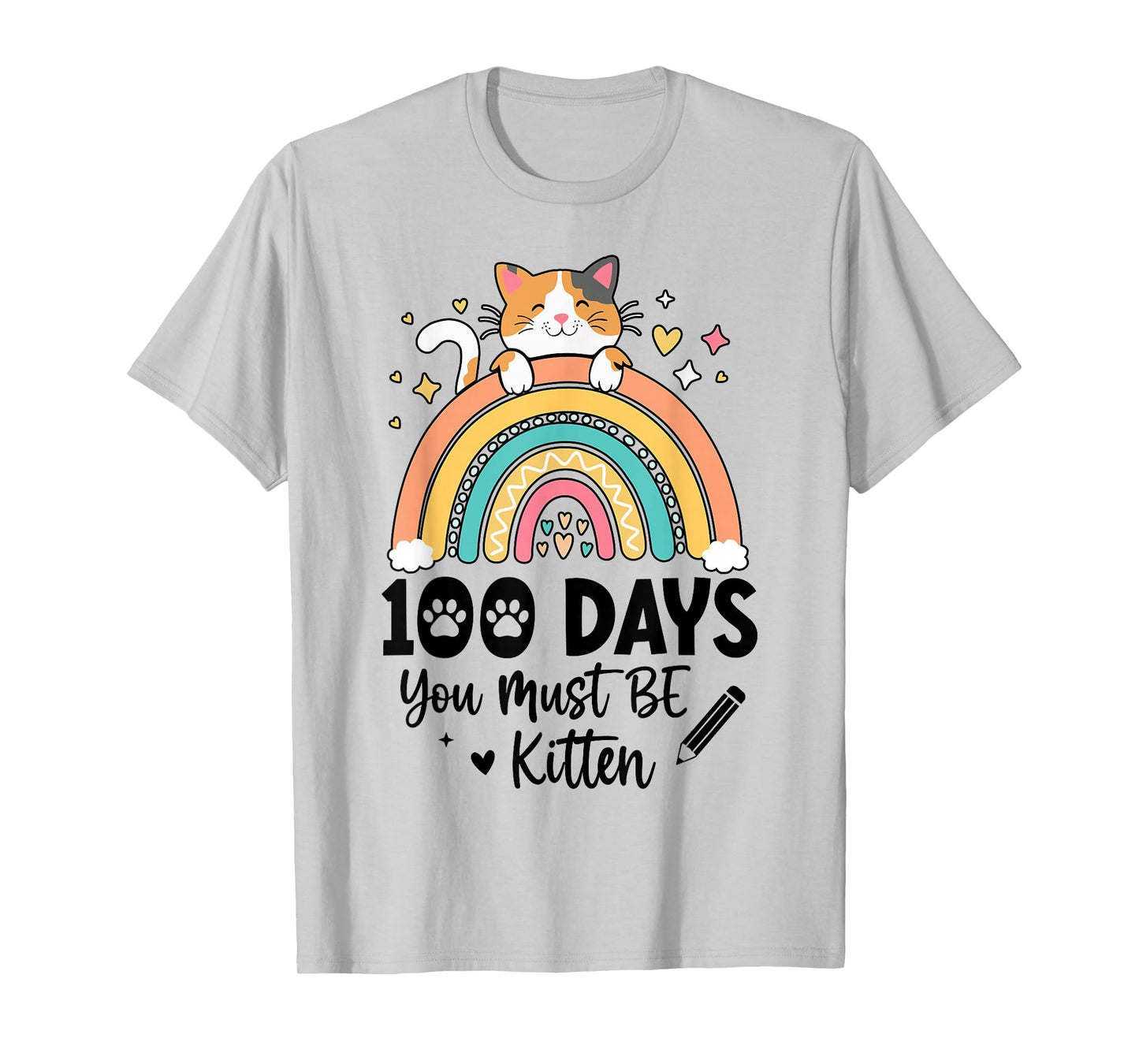Cute 100 Days of School Girls Cat 100th Day of School Girls T-Shirt