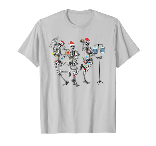 Funny Christmas Nurse Skeleton Dancing Xmas T-Shirt