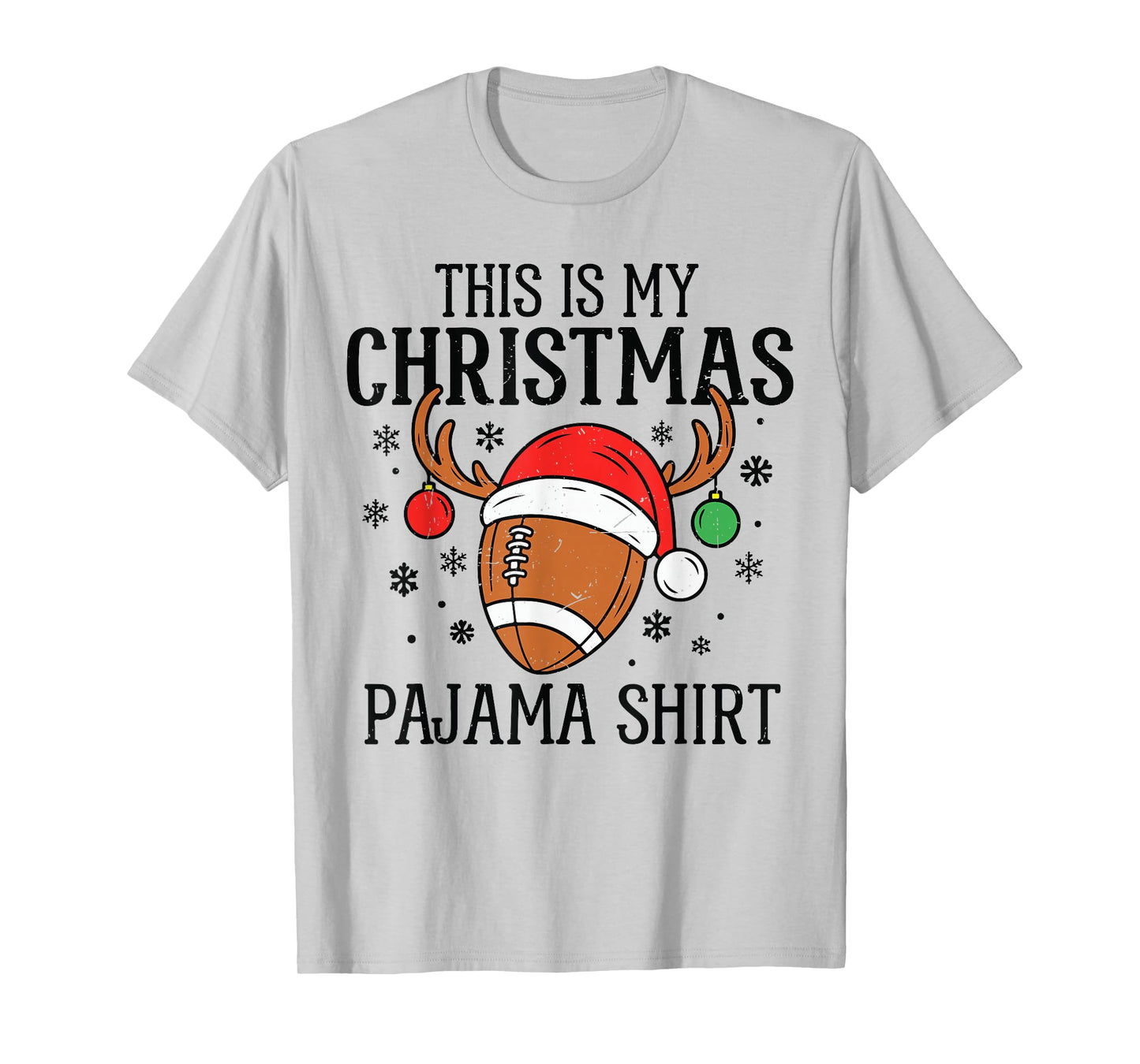 Christmas Football Pajama Shirt Santa Claus Matching Family T-Shirt