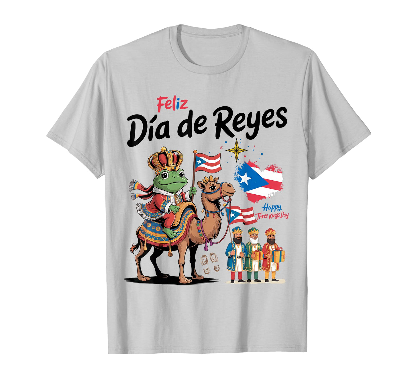 Three Kings Day Puerto Rican Women Idea & Coqui Frog Boricua T-Shirt
