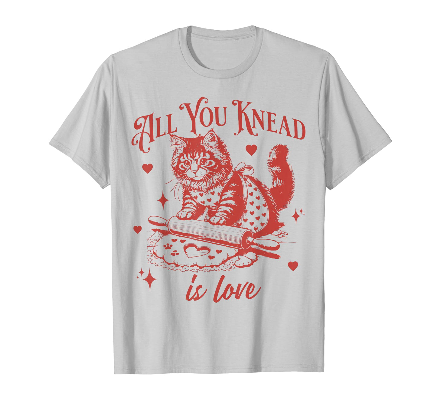 Vintage Cat Biscuits Kneading Dough Valentine's Day T-Shirt