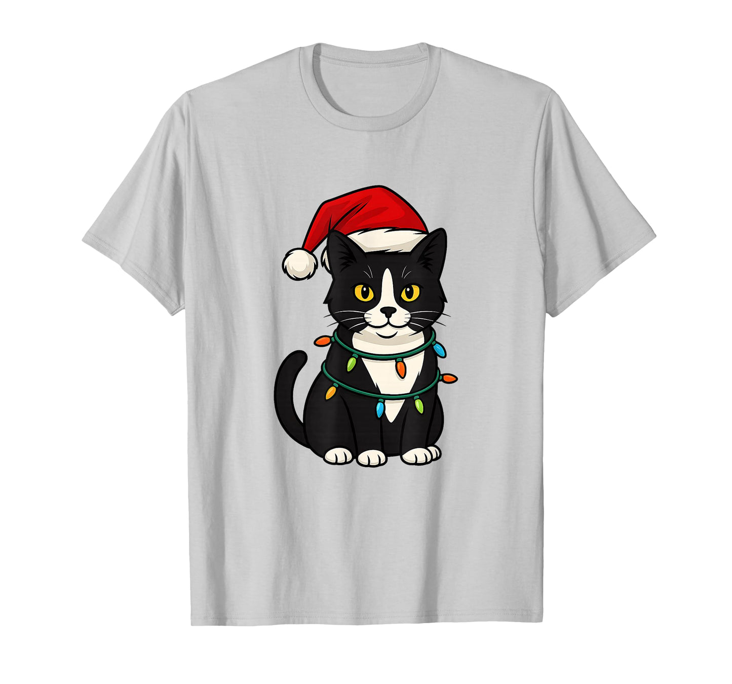 Cute Tuxedo Cat with Santa Hat Funny Christmas Xmas Gift T-Shirt