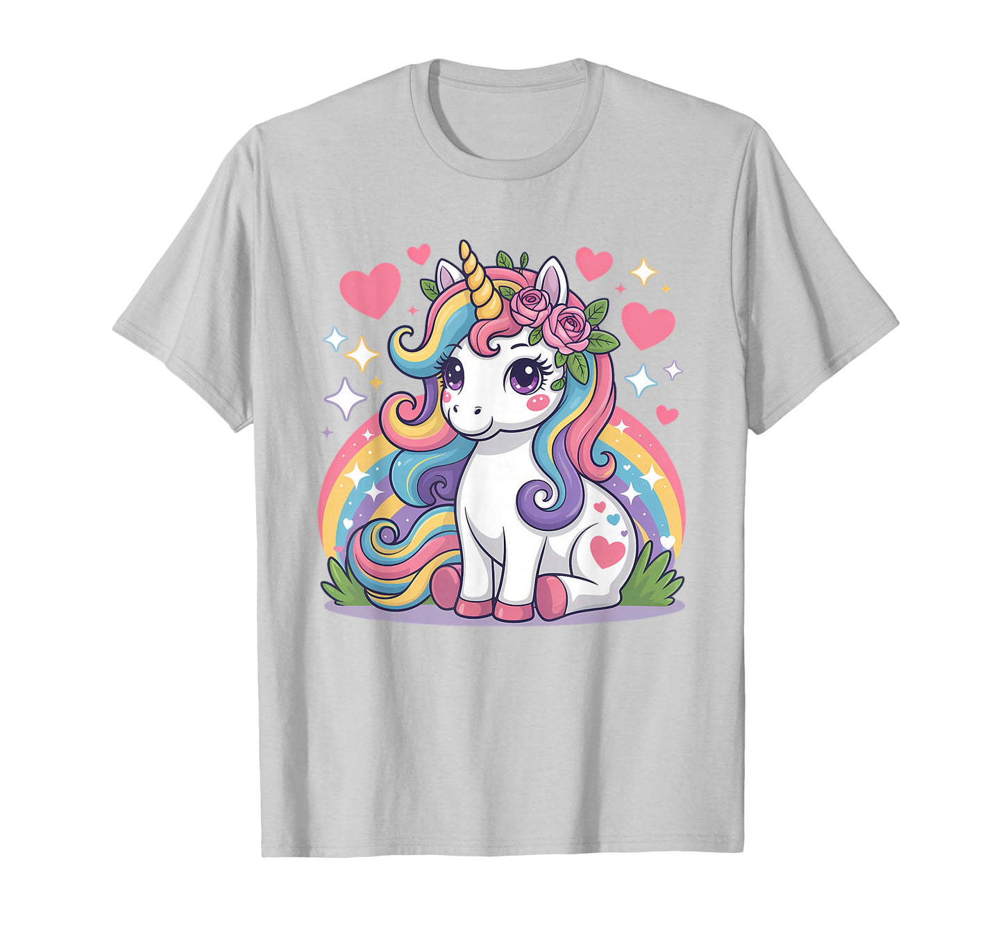 Super Cute Unicorn with Rainbow and Stars Unicorn T-Shirt