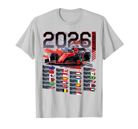 Racing Car Motorsport Schedule Race Circuit Motorsports 2026 T-Shirt