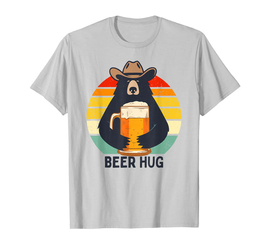 Beer Hug Bear Drinking Rustic Hat Pun Vintage T-Shirt