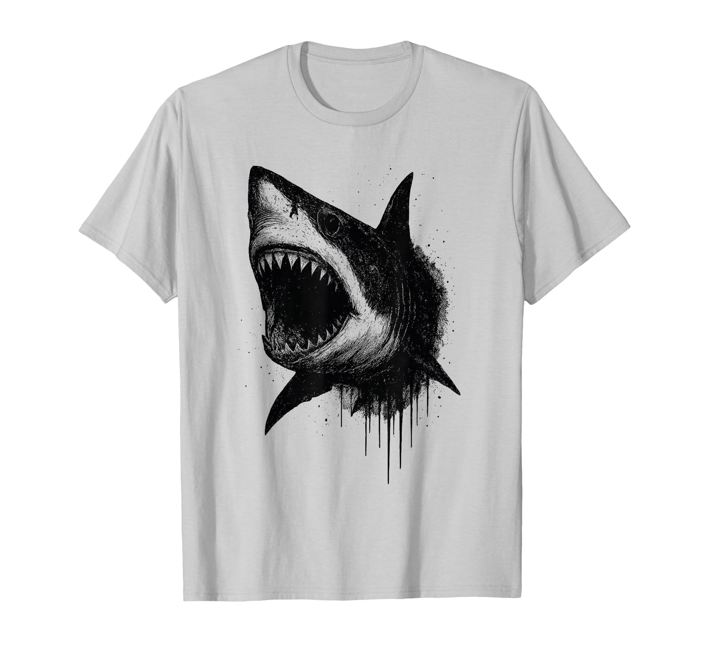 Shark Ink Art Grunge Aesthetic Ocean Predator Arty Portrait T-Shirt