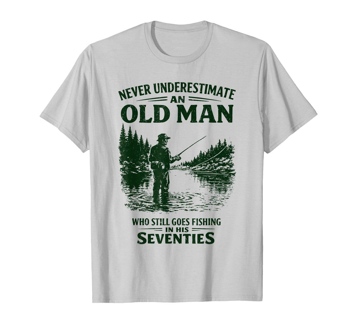 Never Underestimate an Old Man Who Goes Fishing in His 70s T-Shirt