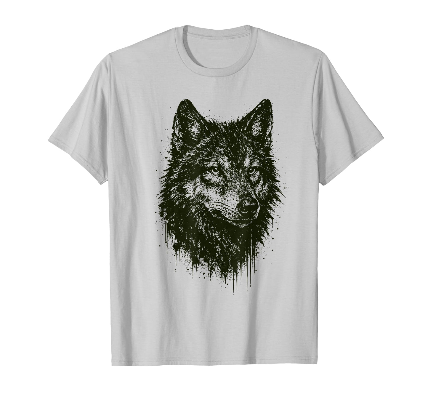 Wolf Ink Art Grunge Wild Nature Animal Portrait Edgy Wolves T-Shirt