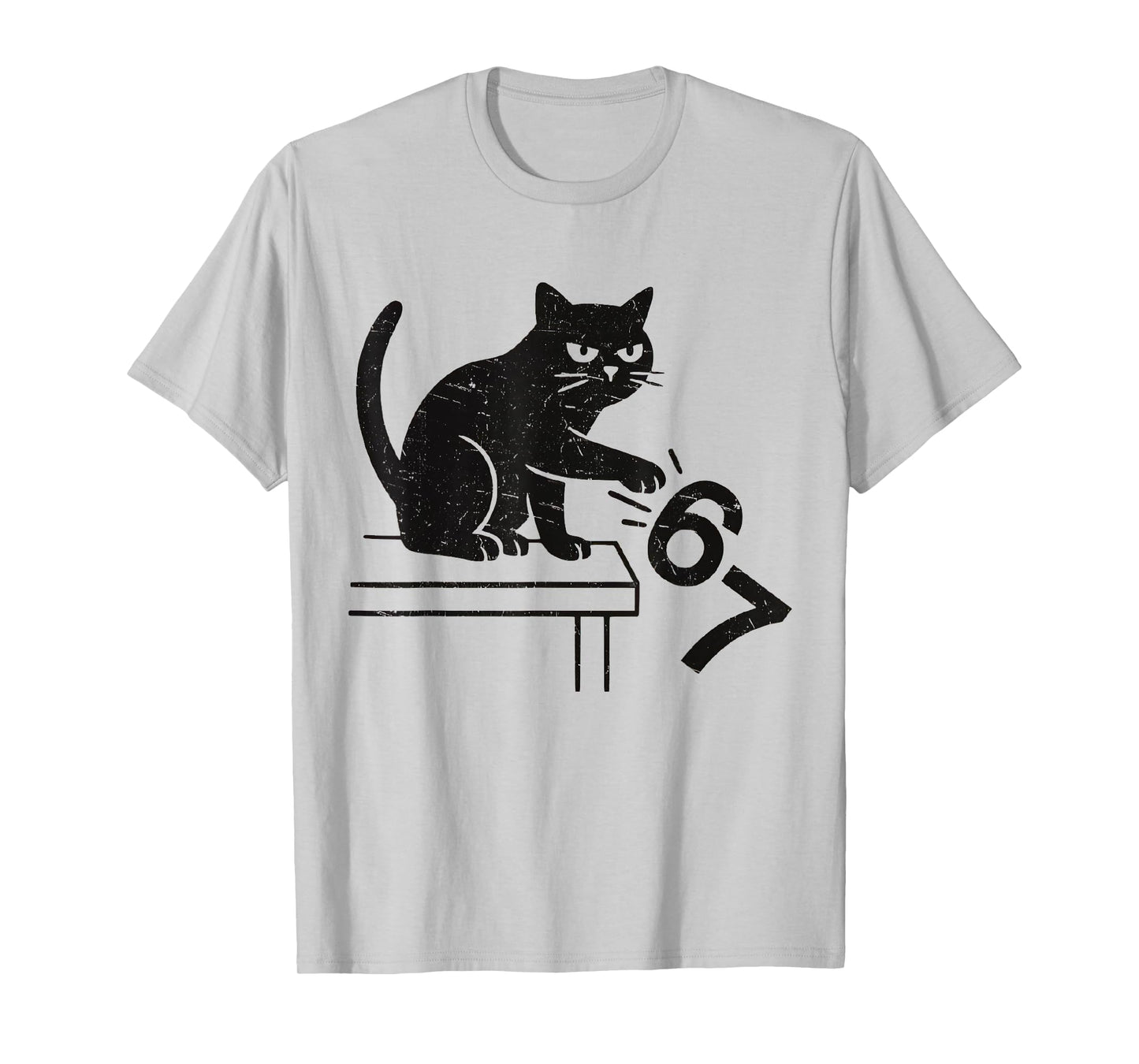 Funny 6 7 Meme Cat Knocking Off 67 T-Shirt