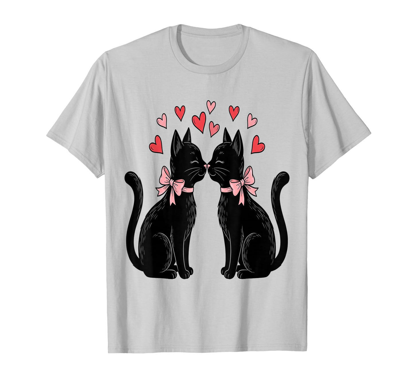 Cute Cat Valentines with Hearts Meow Cats Valentine T-Shirt