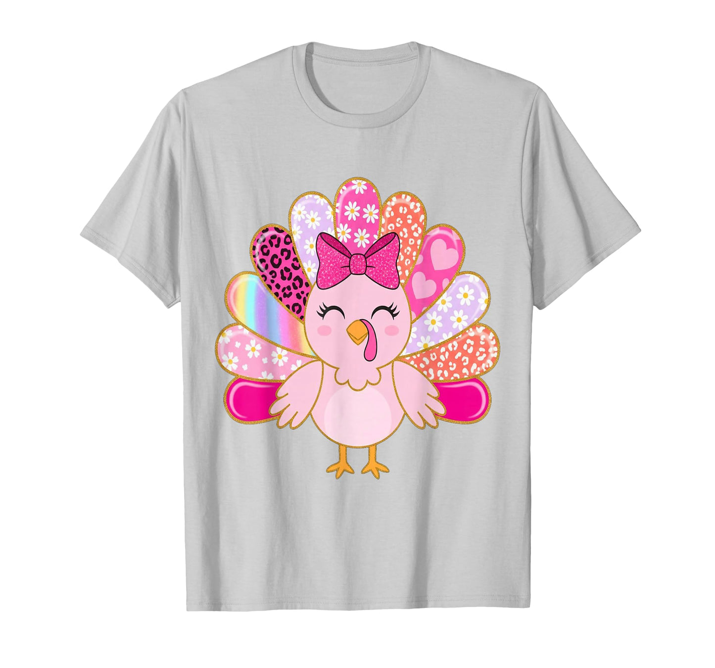 Toddler Thankful Kids Pink Thanksgiving Girls Turkey Womens T-Shirt