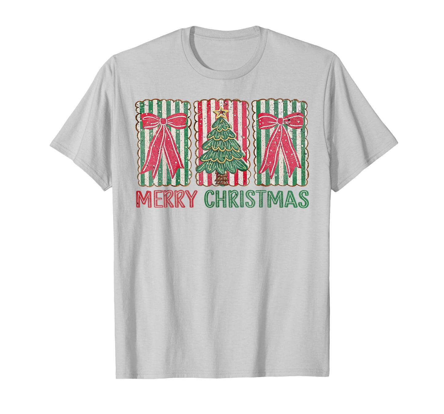 Merry Christmas Tree Coquette Bow Preppy Xmas Women Girls T-Shirt