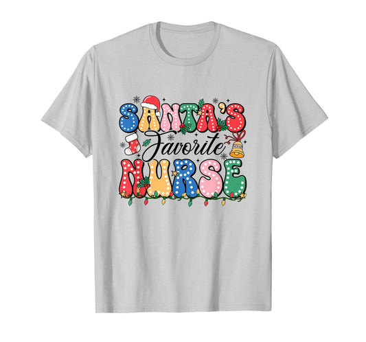 Funny Santa's Favorite Nurse Christmas Nursing Xmas T-Shirt