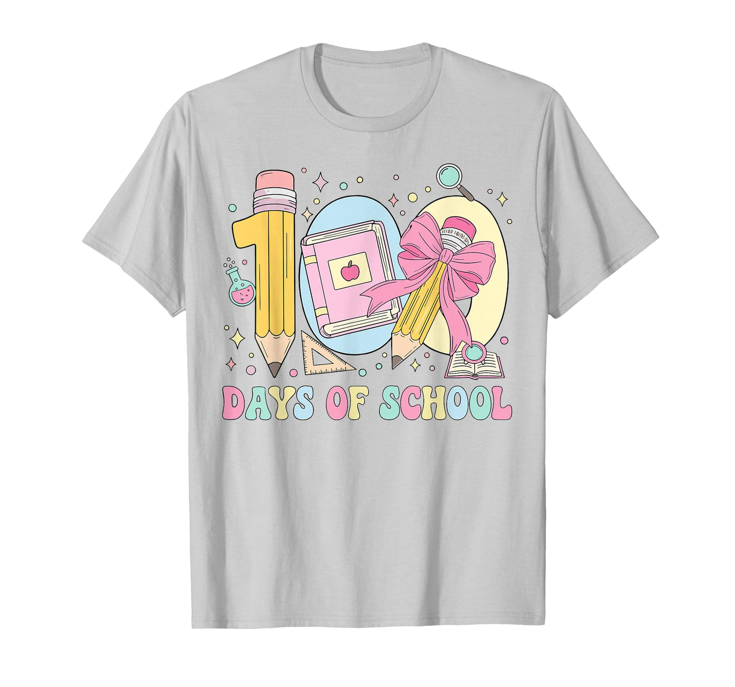 100 Days of School Girls Coquette Bow 100th Day of School T-Shirt