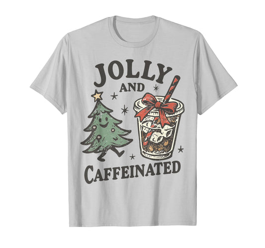 Funny Jolly and Caffeinated Christmas Tree Coffee Holiday T-Shirt